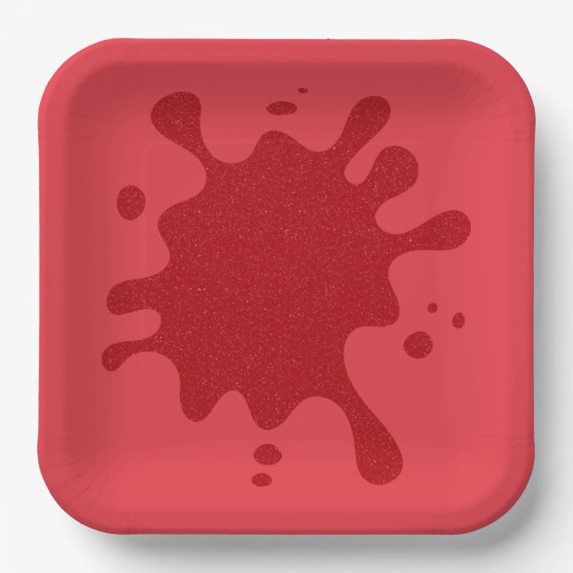 Customizable Tomato Red Splatter Paper Plate (Front)