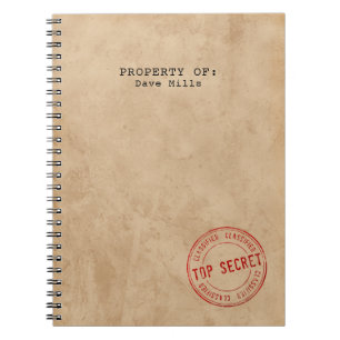 Customizable Top Secret Notebook - Add Your Name