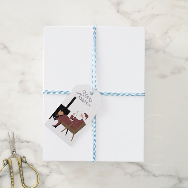 Customizable Traditional Christmas Santa Claus Gift Tags (With Twine)