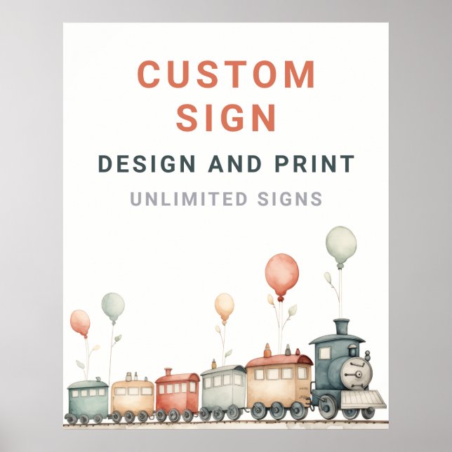 Customizable Train Birthday Custom Sign Board (Front)