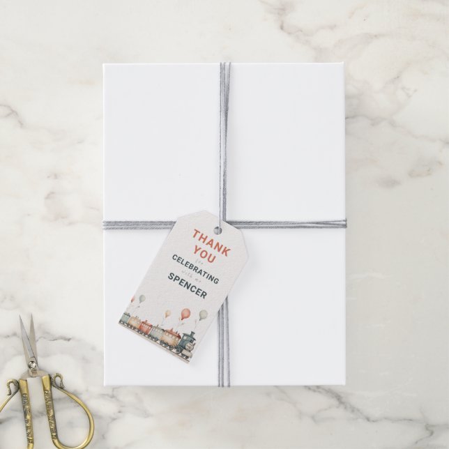 Customizable Train Birthday Thank You Tag (With Twine)