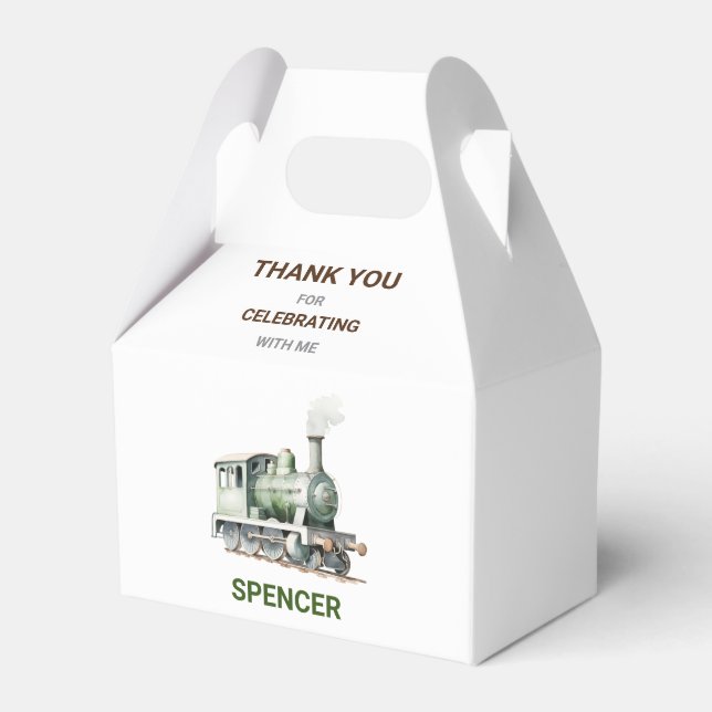 Customizable Train-Themed Gable Gift Box/Favour Bo Favor Box (Front Side)