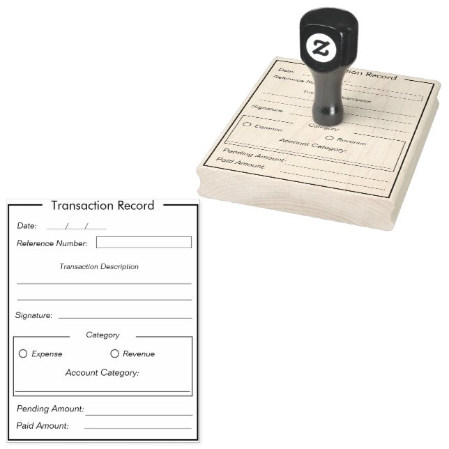 Customizable Transaction Record Template Rubber Stamp (Stamped)