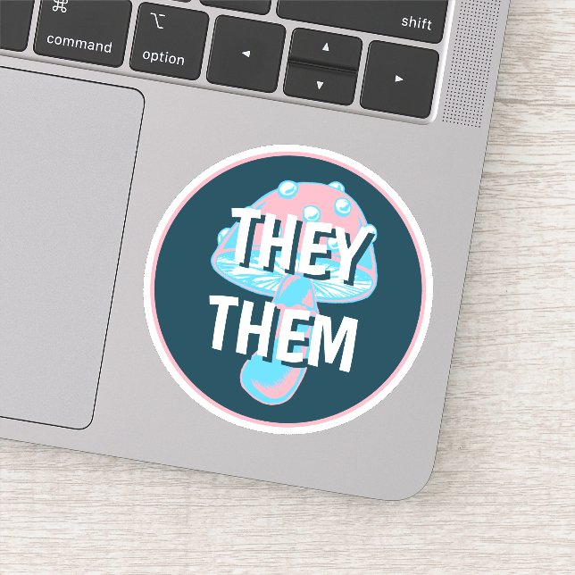 Customizable Transgender Flag Mushroom Pronouns (Detail)