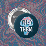 Customizable Transgender Flag Mushroom Pronouns 2 Inch Round Button<br><div class="desc">Showcase your pronouns with this cute vintage mushroom in the transgender pride flag colours. The pronouns are fully customizable so put what suits you best!</div>