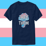 Customizable Transgener Flag Mushroom Pronouns T-Shirt<br><div class="desc">Showcase your pronouns with this cute vintage mushroom in the transgender pride flag colours. The pronouns are fully customizable so put what suits you best! You can also delete the text and enjoy this fungi as a subtle trans flag by itself. *I realize the irony of this product having to...</div>