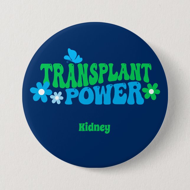 Customizable Transplant Power Retro Design 3 Inch Round Button (Front)