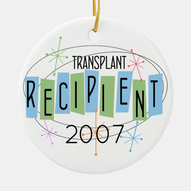 Customizable Transplant Recipient Ceramic Ornament (Front)
