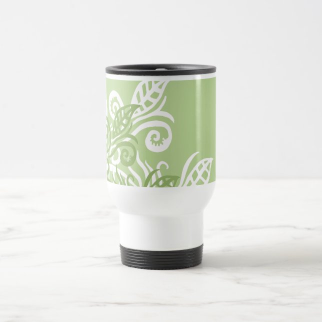 Customizable travel comuter thermo mug green leaf (Center)