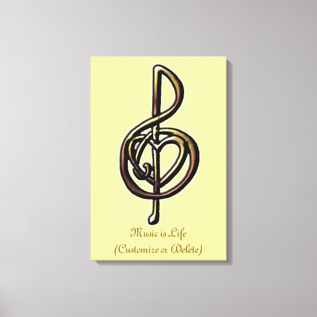 Customizable Treble Clef Heart Canvas Print (Front)