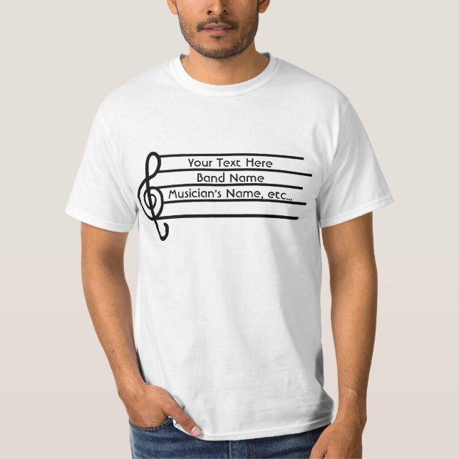 Customizable treble clef  musician value tee (Front)