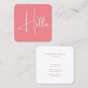 Customizable Trendy Elegant Modern Template Hello Square Business Card