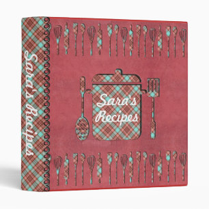Customizable Trendy Pastel Pink and Blue Recipe Binder