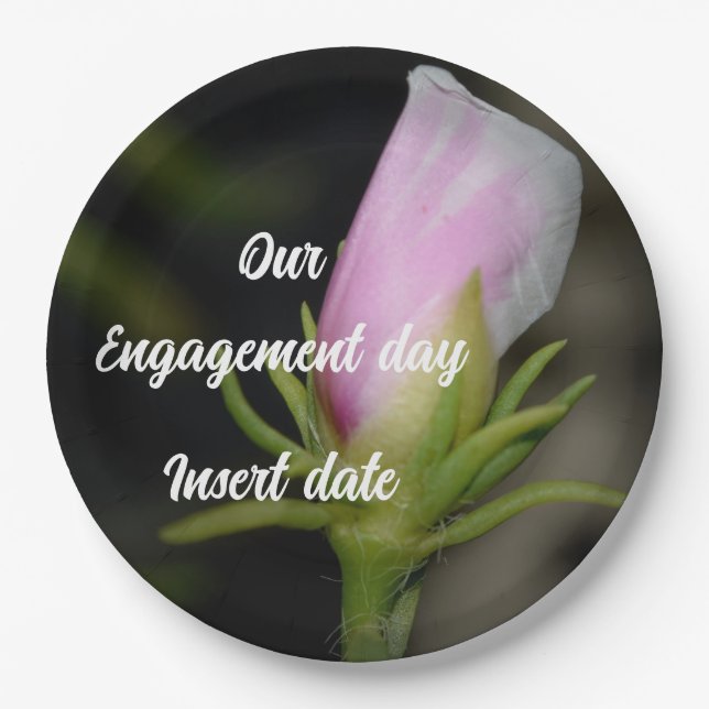 Customizable Trendy Rose Engagement Paper plate (Front)