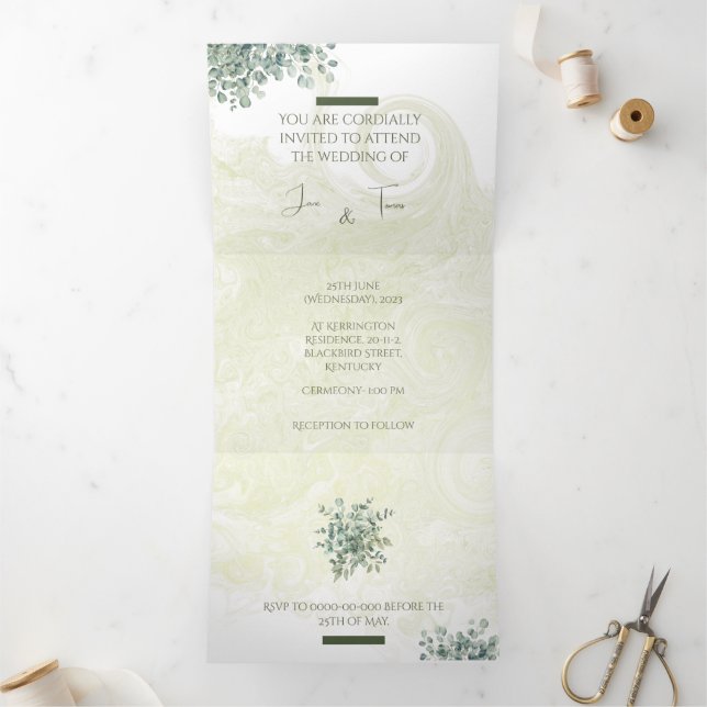 Customizable Trifold Letter Wedding Invitation  (Inside)