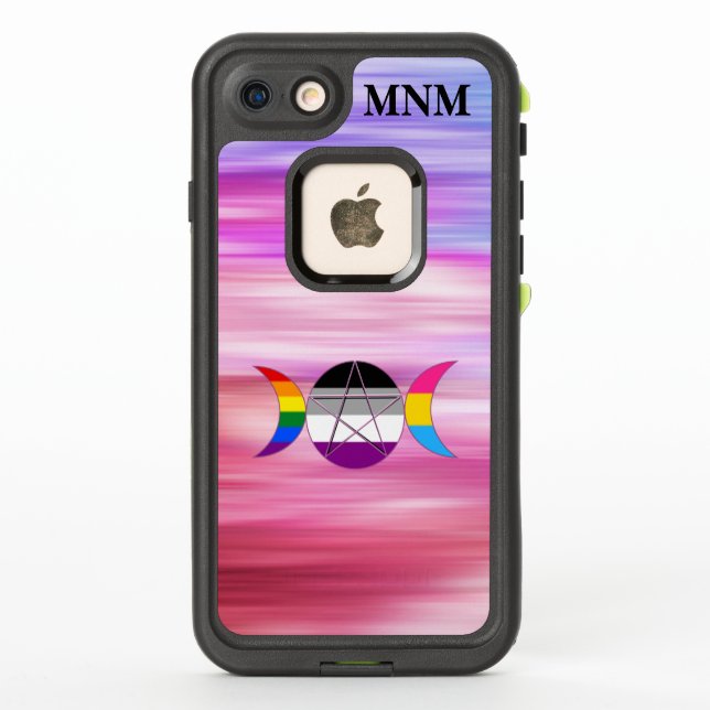 Customizable Triple Moon Goddess Pentacle Rainbow  LifeProof iPhone Case (Back)