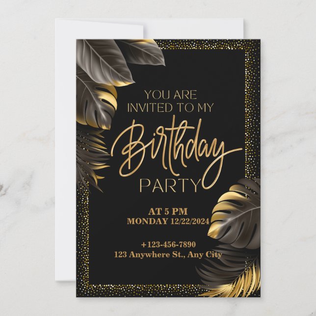 Customizable Tropical Birthday Party Invite (Front)