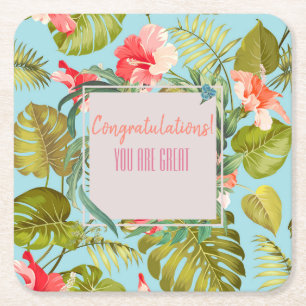 Customizable Tropical Event Square Paper Coaster