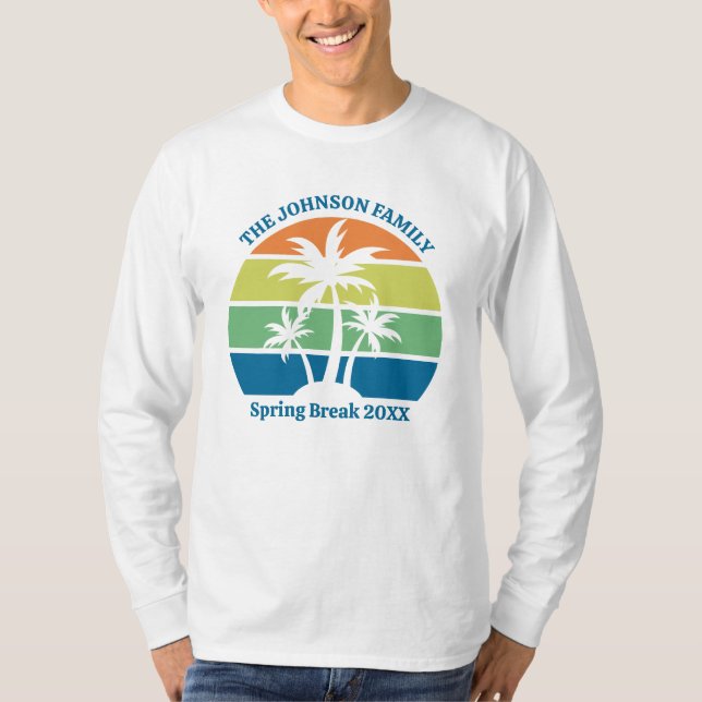 Customizable Tropical Island Palm Tree Long Sleeve T-Shirt (Front)