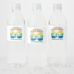 Customizable Tropical Island Palm Trees Party Water Bottle Label