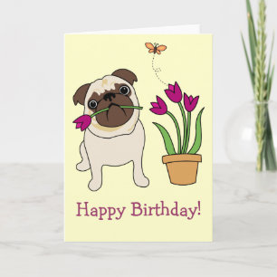 Customizable Tulip Pug and Butterfly Cards