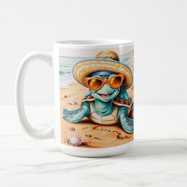 Customizable Turtle On The Beach Coffee Mug (Left)