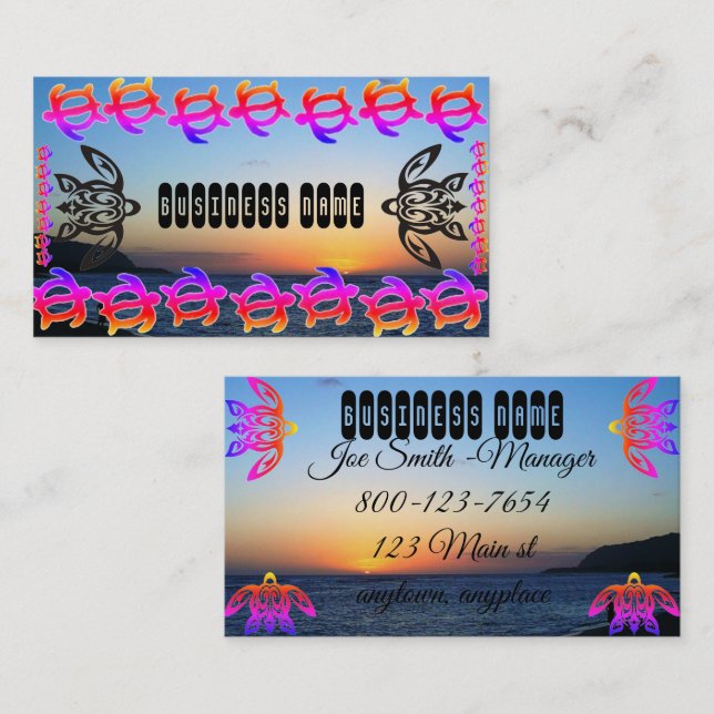 Customizable Turtle petroglyphs Business Card (Front/Back)
