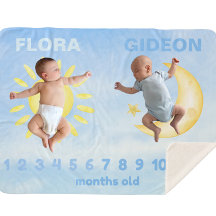 Customizable Twin Milestone Sun Moon Baby Blanket