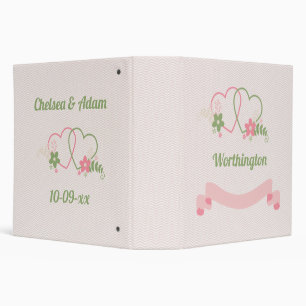 Customizable Two Linked Hearts Love Design Binder