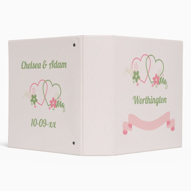 Customizable Two Linked Hearts Love Design   Binder (Background)