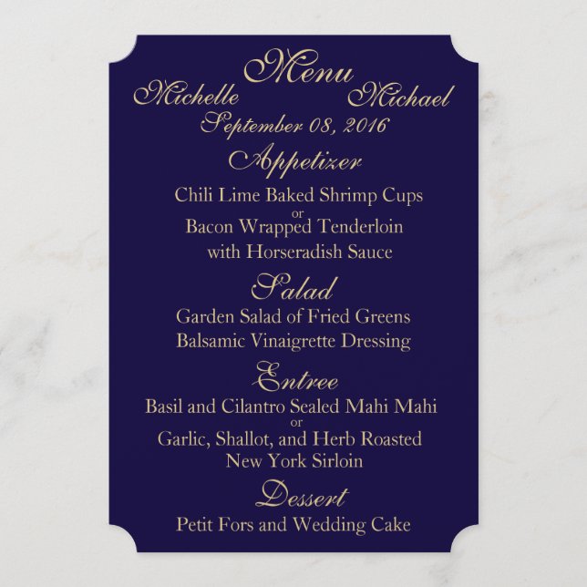 Customizable Two Sided WEDDING MENU (Front)