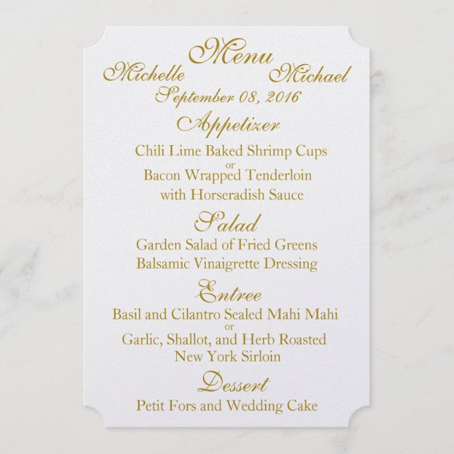 Customizable Two Sided WEDDING MENU (Front)
