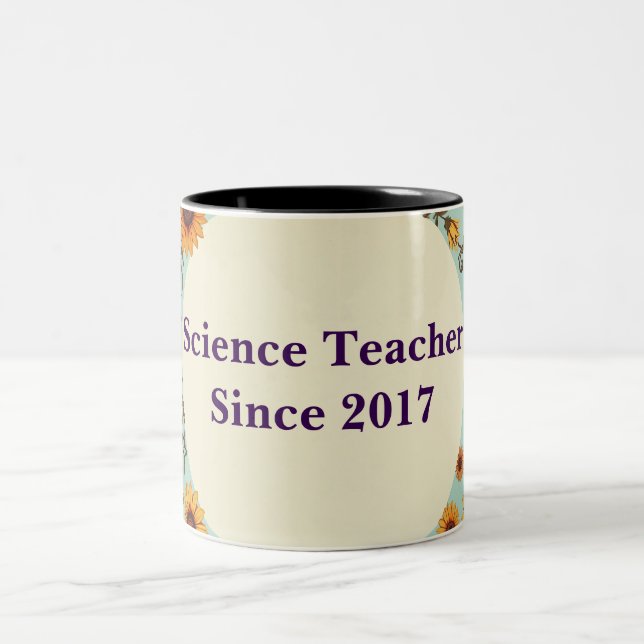 Customizable two tone floral coffee mug (Center)