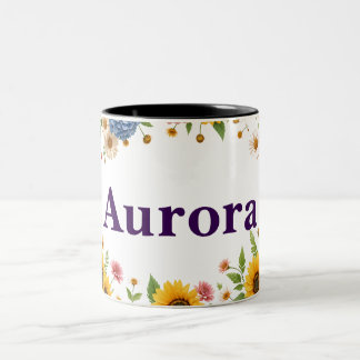customizable two tone floral coffee mug