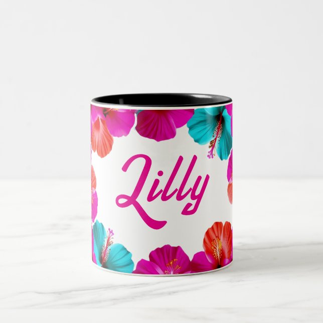 Customizable two tone floral coffee mug (Center)