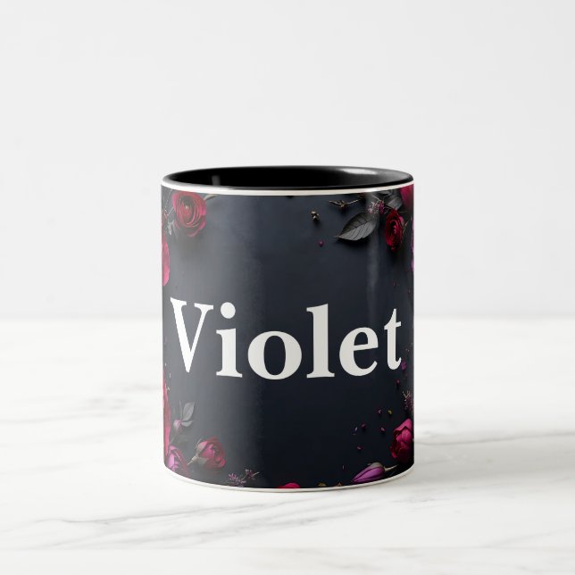 Customizable two tone floral design coffee mug (Center)