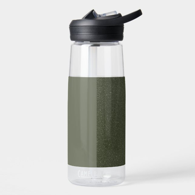 Customizable Two-Tone Moss Green Water Bottle (Left)
