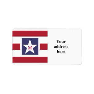 Customizable U.S.A. Flag Monogram Label