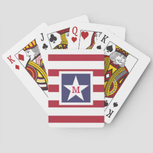 Customizable U.S.A. Flag Monogram Playing Cards