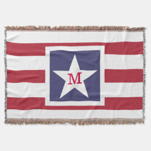 Customizable U.S.A. Flag Monogram Throw Blanket