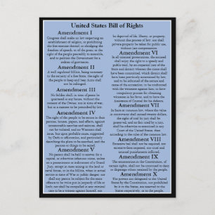 Customizable U.S. Bill of Rights/1st 10 Amendments Postcard