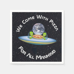 Customizable UFO Pizza Delivery Napkin