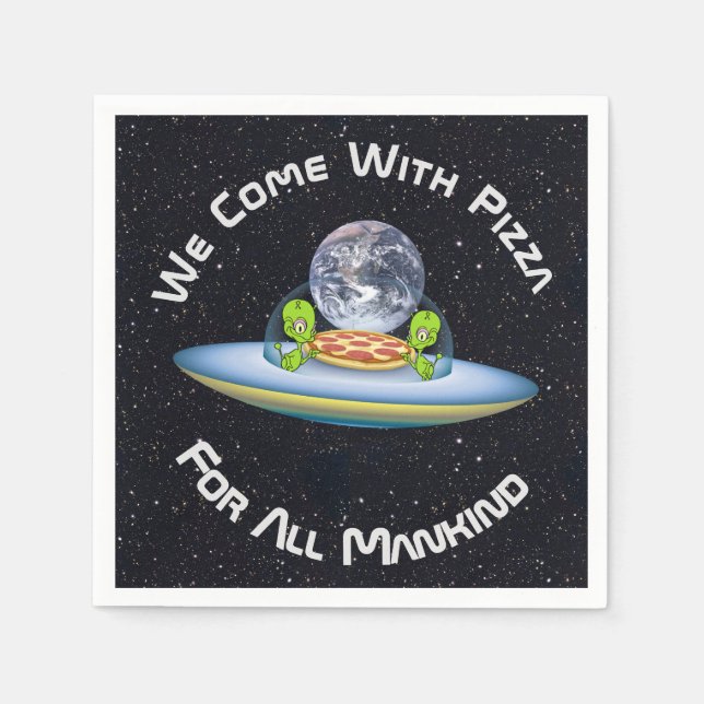 Customizable UFO Pizza Delivery Napkin (Front)