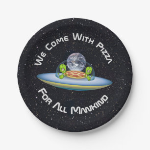 Customizable UFO Pizza Delivery Paper Plate