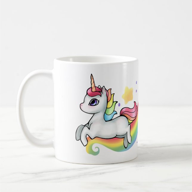 Customizable Unicorn and Rainbow Mug (Left)
