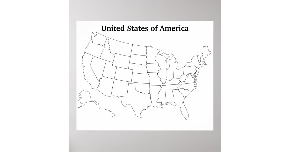 customizable united states blank outline map poster