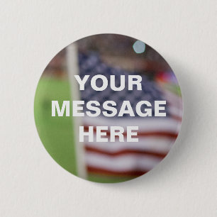 Customizable US Flag Background Template 2 Inch Round Button