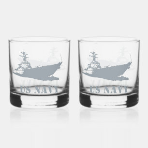 Customizable US NAVY Whiskey Glass