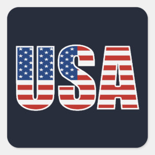 Customizable USA American Flag Square Sticker