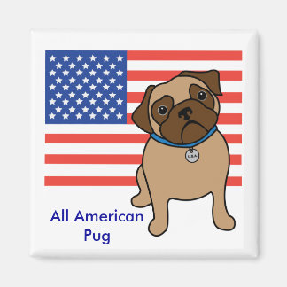 Customizable USA Flag Pug Magnets
